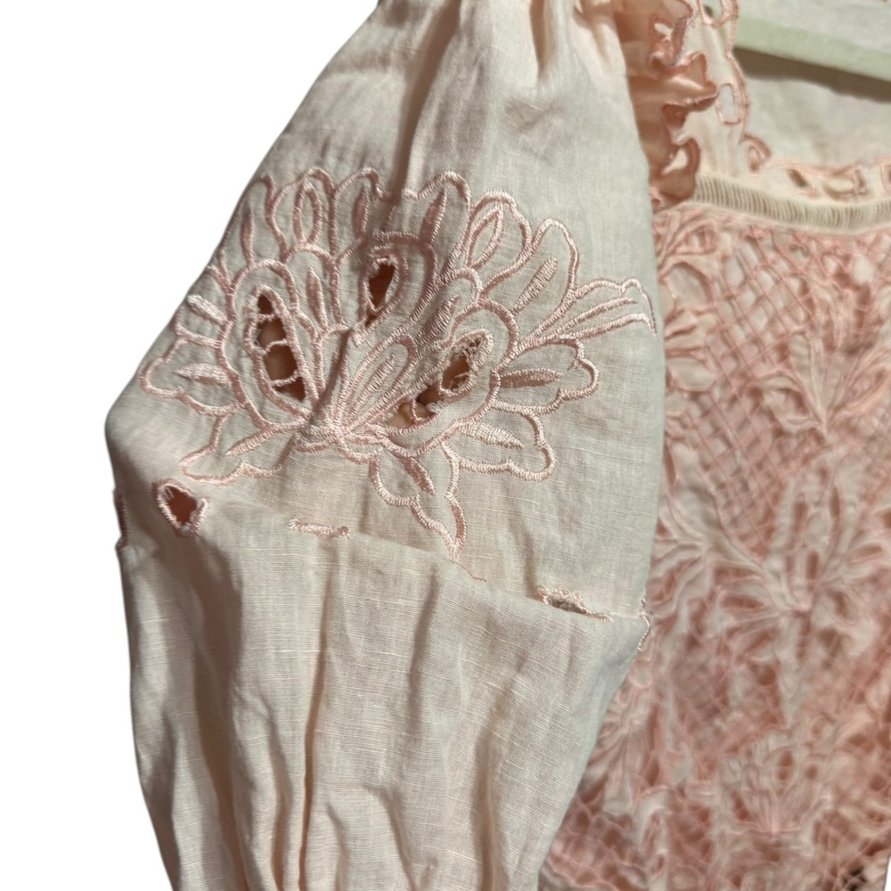 Sundance Blush Pink Embroidered Lace Blouse Romantic Top Sz S - Picture 11 of 11